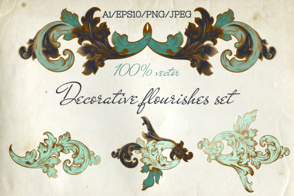 Calligraphic Decorative Vector Flourishes Set