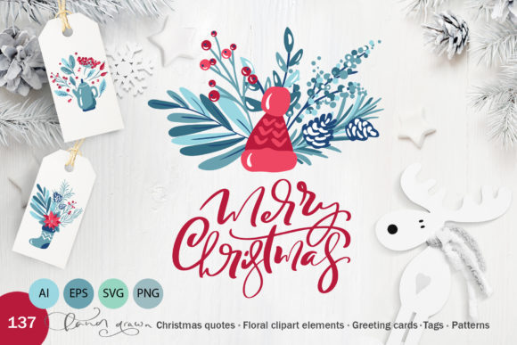 Floral Christmas Holiday Elements