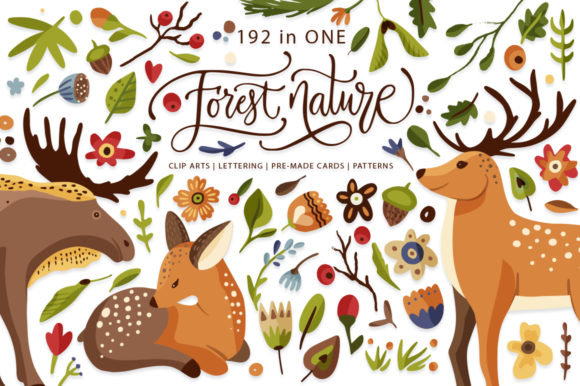 Forest Nature Animal Flora Set